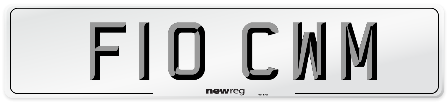 F10 CWM Number Plate from New Reg
